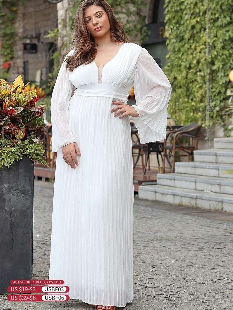 Luxury Prom Dresses Lace White Dress For Women Deep V Neck Trendy Puff Sleeve Maxi Dress Evening Dresses Woman Elegant 2024