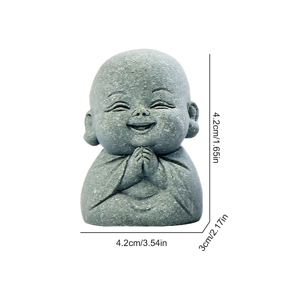 4Pcs Buddha Statue Lovely Mini Monk Statue  Buddha Monk Statue For Home Office Car Fish Tank Decor