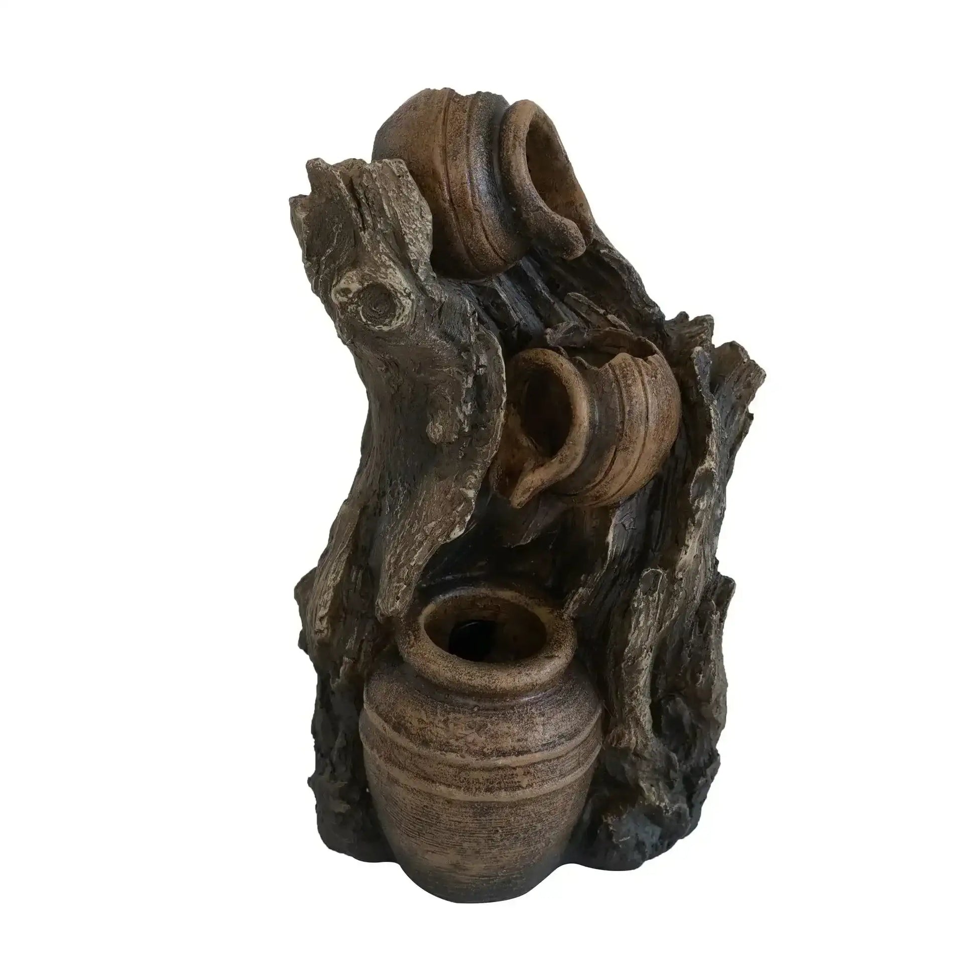 6.3X5.1X10.8" Decorative 3 Tier Water Fountain With Pot Design, Brown