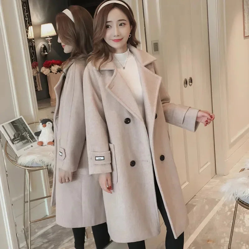 Fashionable Woolen Coat Women Mid-Length Korean Style  Of The Season New Spring Autumn Slimming Versatile Tweed Jacket