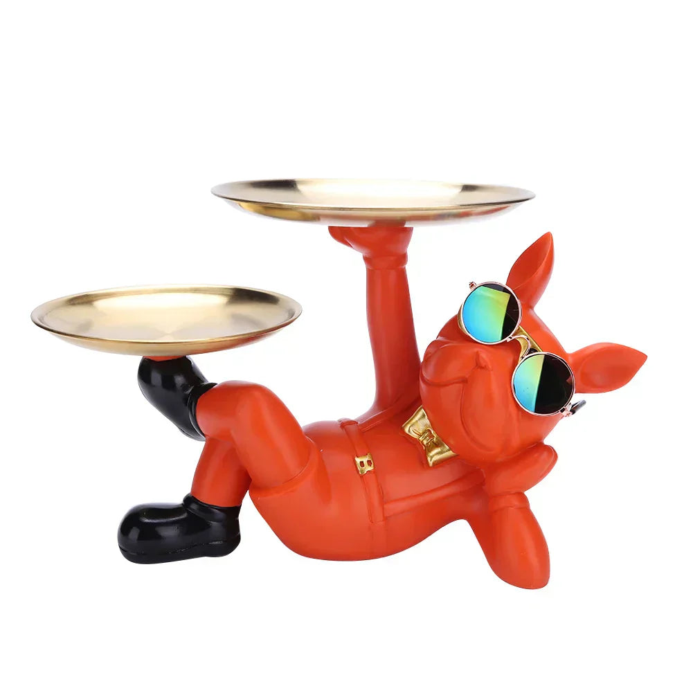 Resin Candy Storage Container Creative  with 2 Tray Statues Ornament Birthday Gifts Bottom Anti-slip for Home Office Wallet