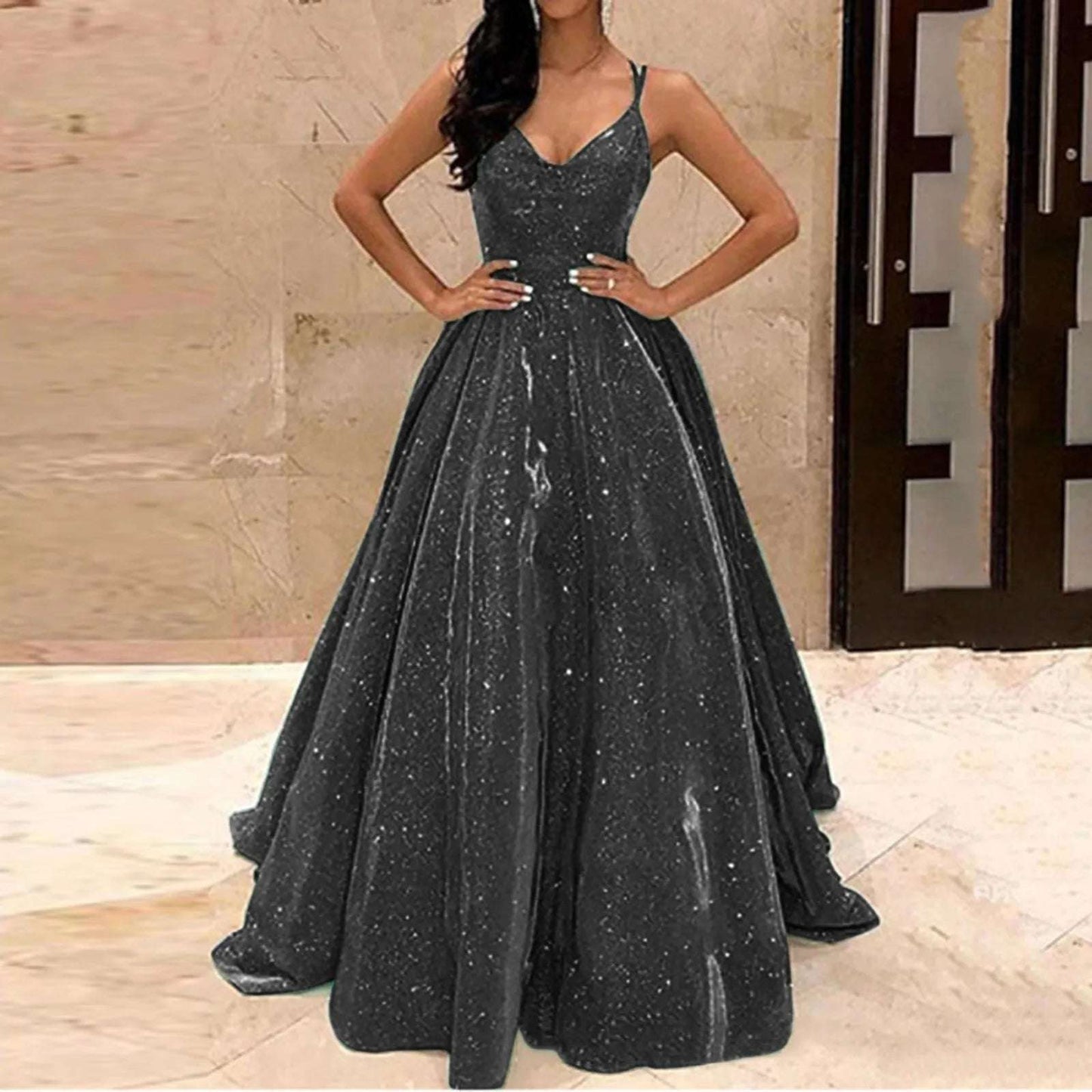 2022 Women's Fashion Sling Slim Dress Evening Dress Long Silk Dress fo