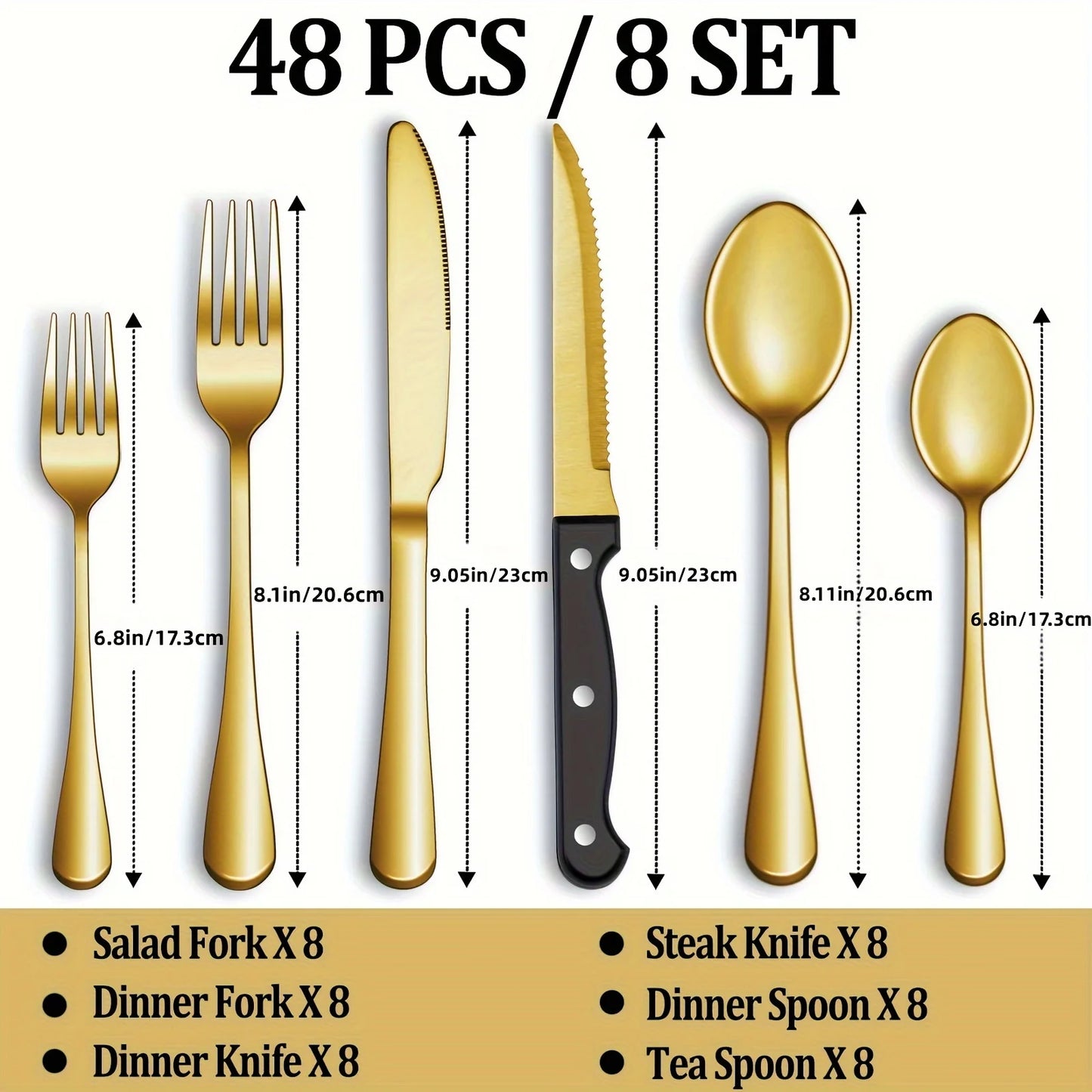 Stainless Steel Western Steak Set 48 Pieces  Creative Western Steak Knife, Fork And Spoon Tableware Set - Kitchen Tableware Set