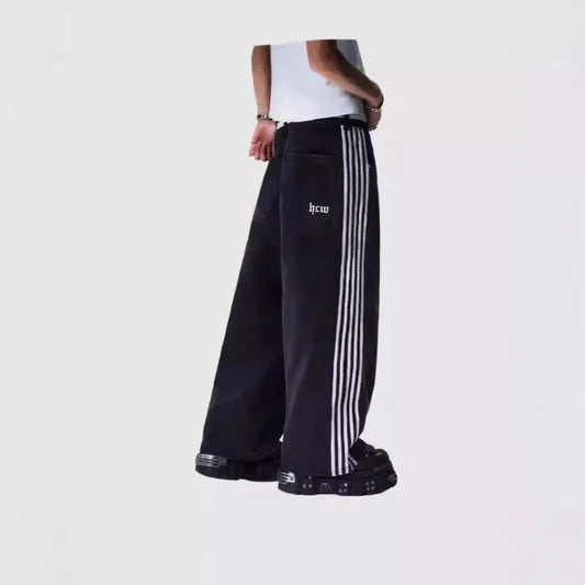 2025 men Jean Fashion high quality Striped Harajuku Jeans Women Hip Hop streetwear Casual wide leg Jeans Vintage Jean