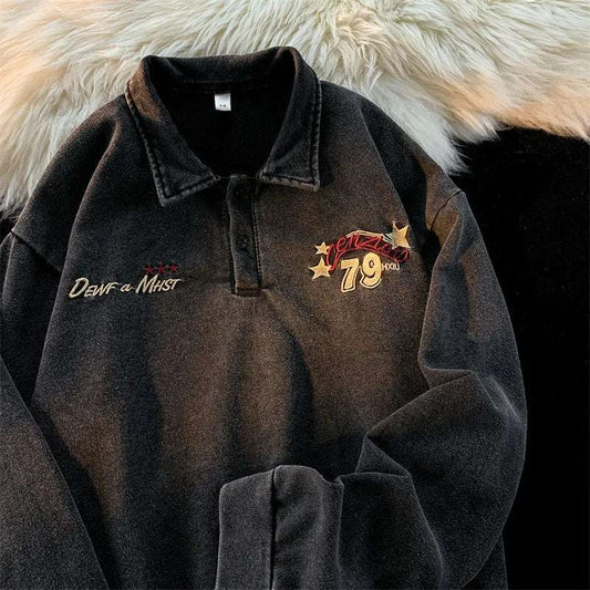 Corduroy Embroidery Jacket Men's Spring Autumn Casual Trendy American Style Vintage Clothing Regular Length For Street Wear Coat