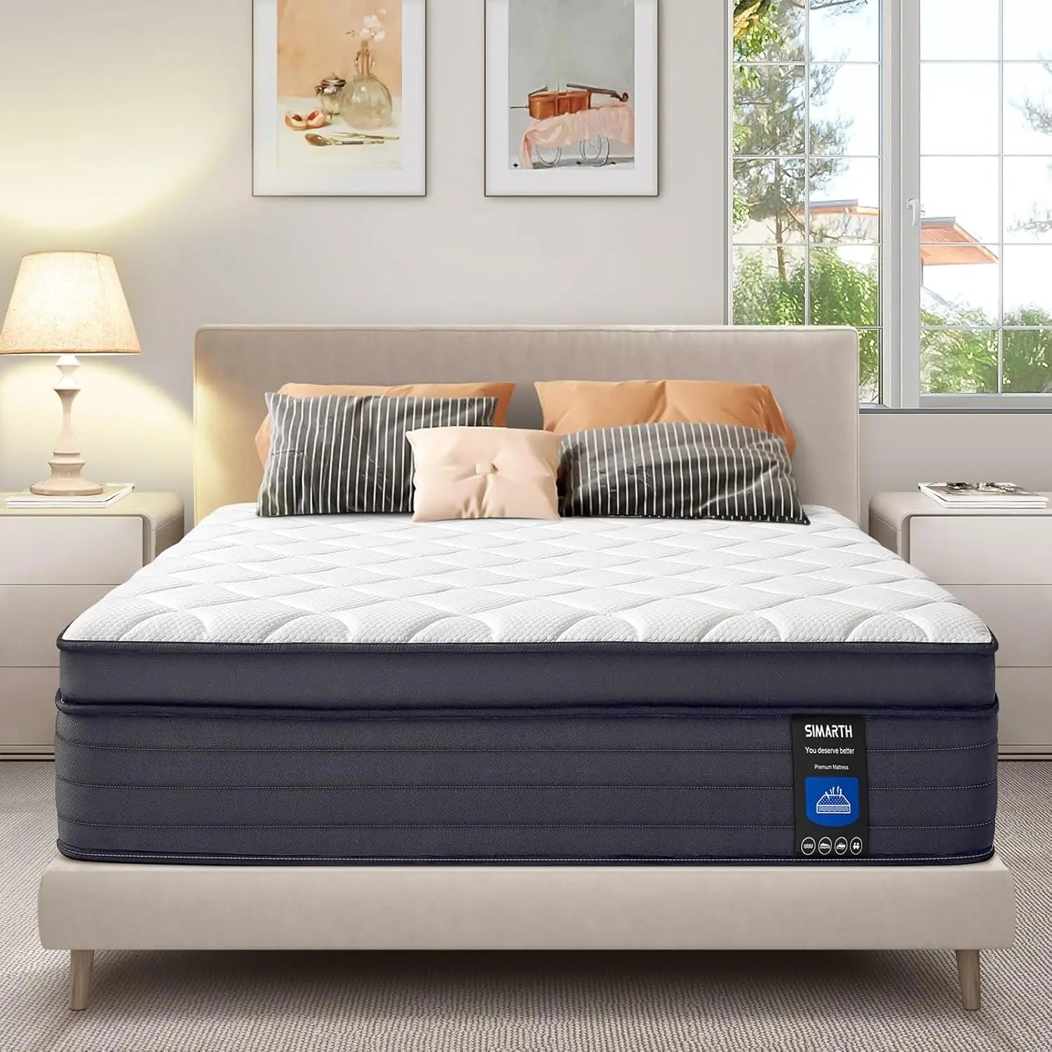 King Size Mattress 14 " Memory Foam Hybrid Mattress with Motion Isolation and Pressure Relief Strong Edge Support Medium