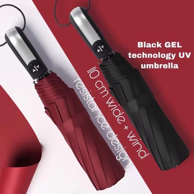 Business Large Auto-Folding Umbrella  10-Bone Frame, Impact Cloth, Strong Windproof & Rainproof