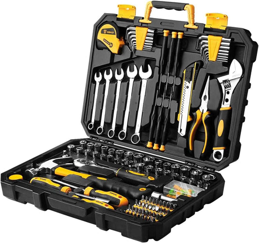 DEKO 158 Piece Tool Set-General household Hand Tool Kit, Auto Repair Tool Set, with Plastic Toolbox Storage Case