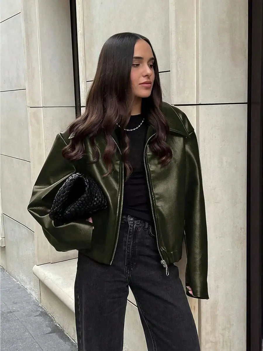 Women'S Vintage Matte Leather Motorcycle Jacket  Zipper Closure, 6 Colors, Sizes Xxs’Xl