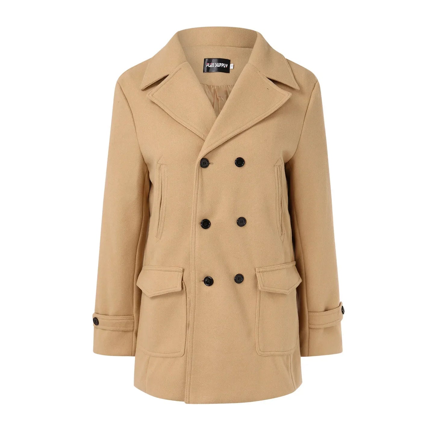 Unisex Long Wool Coat Trend Fashion Double-Breasted Elegant Vintage Thicken Sheepskin Jacket Men's Flannel Coat