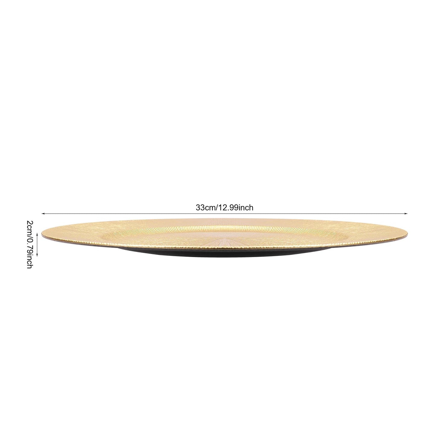 New 50 Pieces Gold Charger Plates Set, 33*2Cm Round Charger Plates Reusable Serving Plates For Birthday Parties, Holidays Events