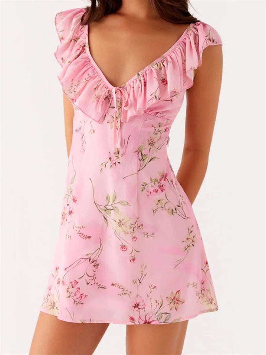 Elegant Lace Off-Shoulder Maxi Dress with Ruffle Hem and Tie Waist for Wedding Guest Evening Party Prom Beach