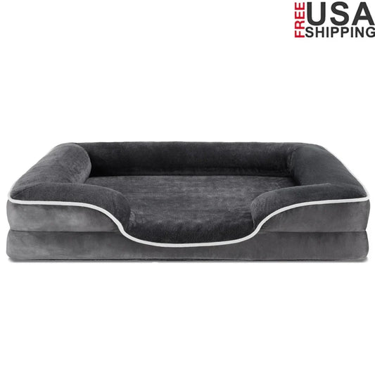 Supportive Orthopedic Dog Bed Memory Foam Waterproof Non-Slip Removable Washable Cover Medium Dogs Comfortable Pet Sofa