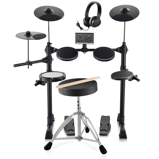 SucceBuy Electric Drum Set 15 Drum Kits& 150 Sounds Electronic Drum Kit 6.5-8in Quiet Mesh Snare Electric Drum Set for Beginners