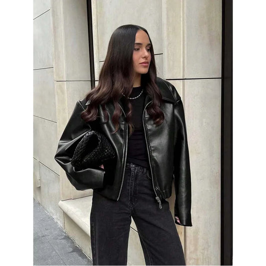 Women'S Vintage Matte Leather Motorcycle Jacket  Zipper Closure, 6 Colors, Sizes Xxs’Xl