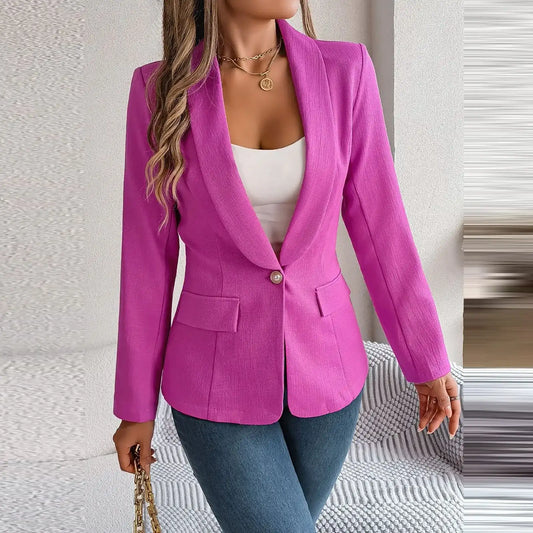 2024 Women Temperament Solid Suit Jacket Long Sleeved One Button Suit Womens Work Trench Coat Outerwears
