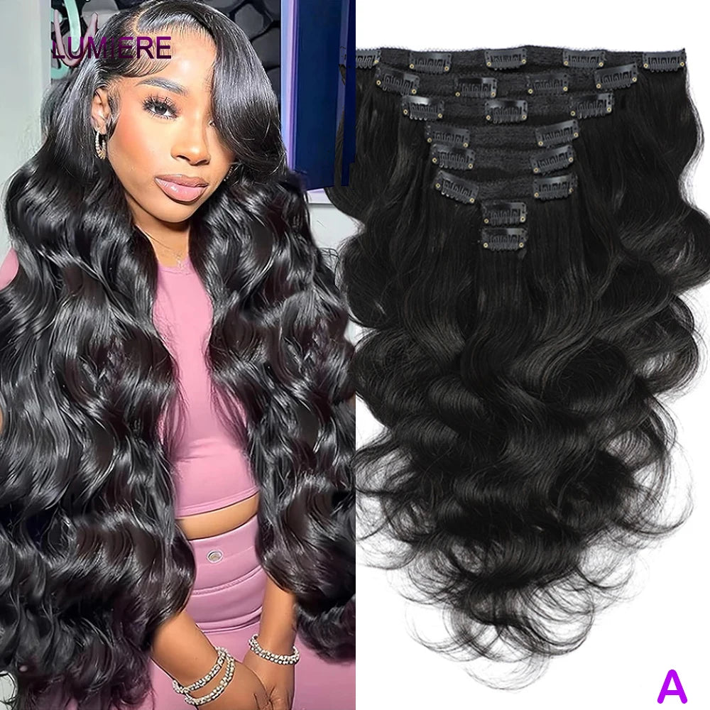 Body Wave Clips In Human Hair Extensions United Statesian 100% Virgin