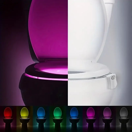 4 Â½ Toilet Bowl Night Light With Motion, 16 Color Changing Led Gadget For Bathroom Accessory Decor
