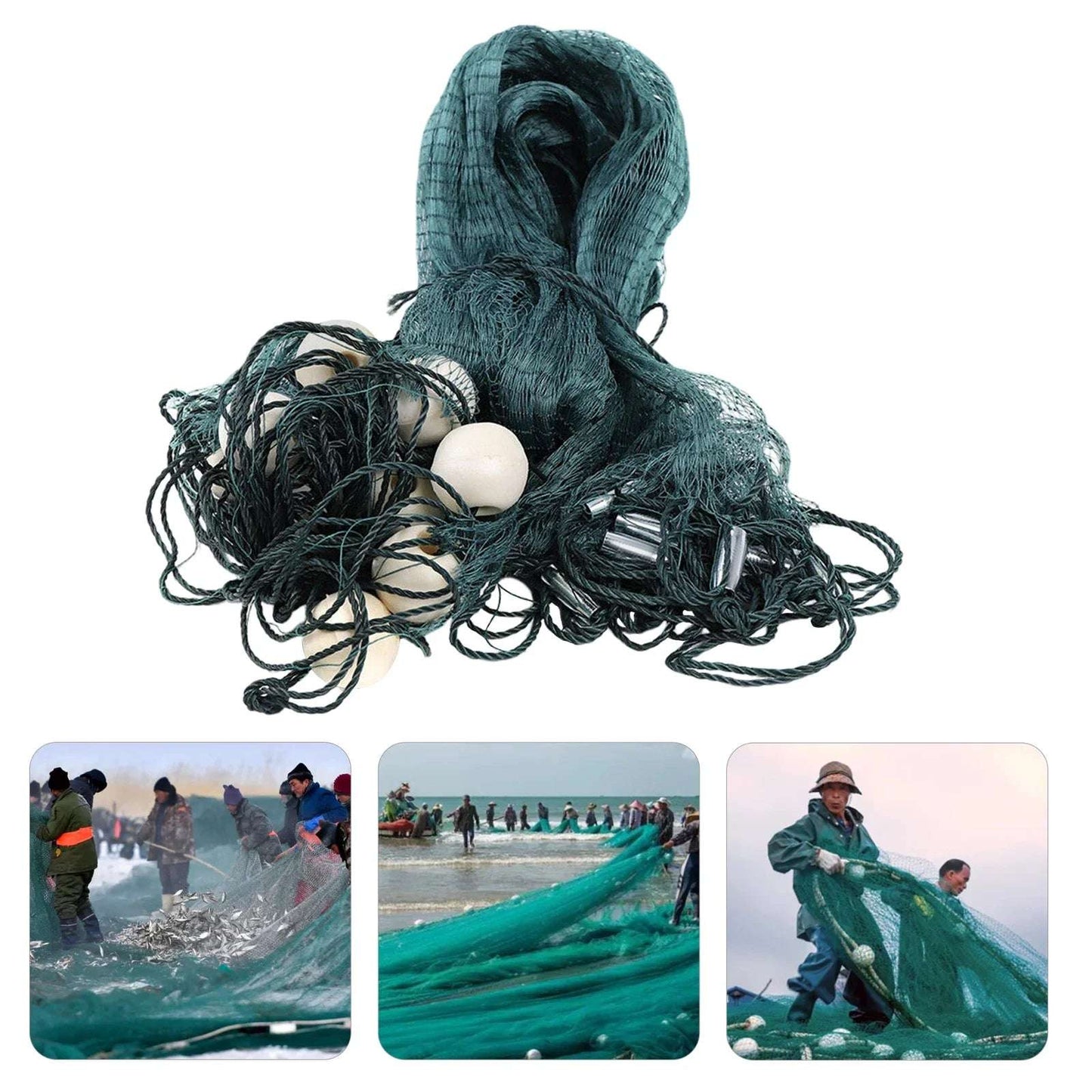 6.5x33ft Fishing Drag Net Suitable for Fishing at Sea Lake and River with a Catching Area of 645.83ft2 Made of Polyethylene