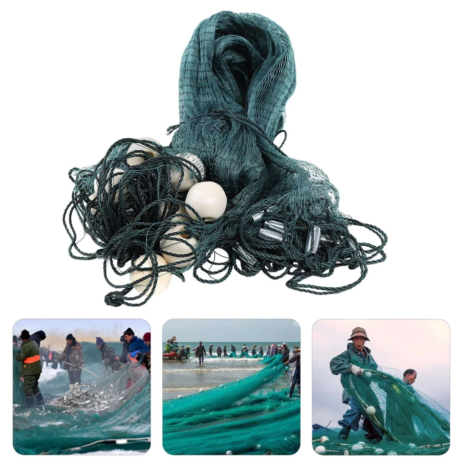 6.5x33ft Fishing Drag Net Suitable for Fishing at Sea Lake and River with a Catching Area of 645.83ft2 Made of Polyethylene