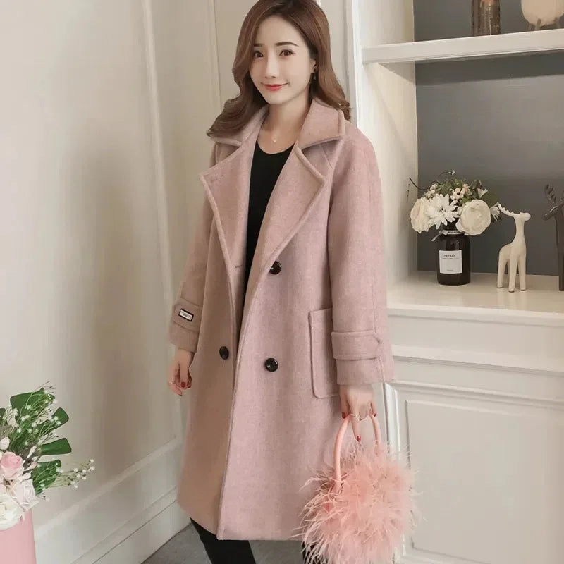 Fashionable Woolen Coat Women Mid-Length Korean Style  Of The Season New Spring Autumn Slimming Versatile Tweed Jacket