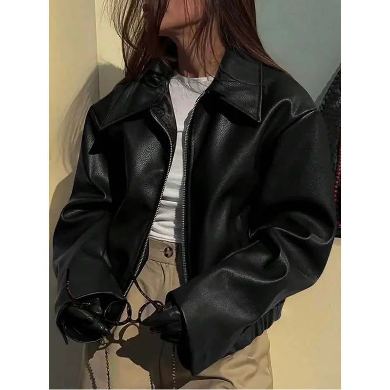 Women'S Vintage Matte Leather Motorcycle Jacket  Zipper Closure, 6 Colors, Sizes Xxs’Xl