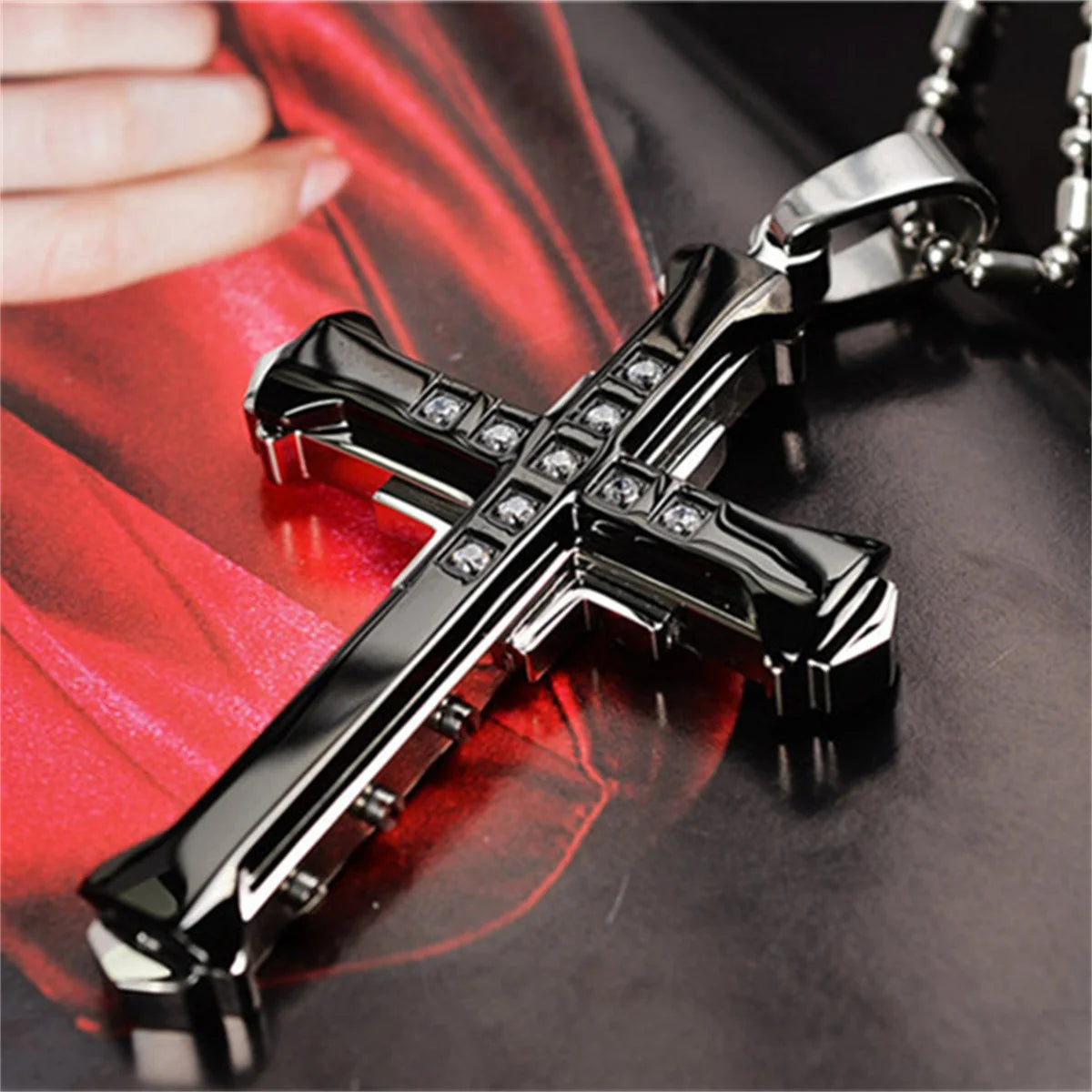 Kismis Stainless Steel Cross Necklace - Catholic & Christian Jesus Pen