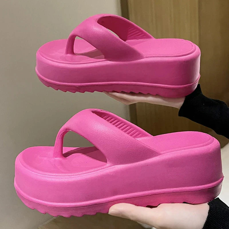 Kidmi Women Platform Sandals Women Flip-flops EVA Heels Sandals For Women Fashion BeaSlides Outdoor Soft Heel Cloud Slippers