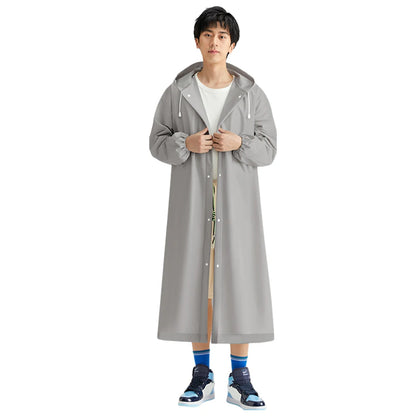 Waterproof Eva Adult Long Raincoat Reusable Hooded Rain Poncho Men Wom