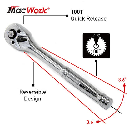 100 Teeth Quick Release Ratchet Handle Narrow Place Using Teeth More Than Normal Ratchet
