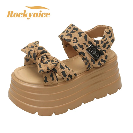 Women 2025 Leisure Chunky Platform Sandals Peep Toe High Heels Gladiator Goth Slippers Woman 8CM Heels Trendy Summer Beach Shoes
