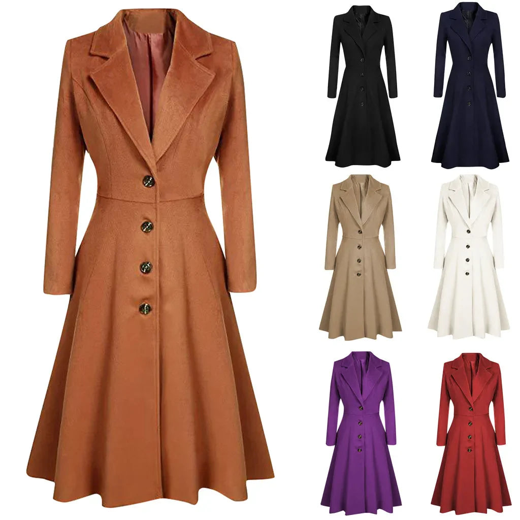 Winter Jackets For Women 2023 Autumn Winter Lapel Button Long Trench Coat Windbreak Overcoat Women Jacket ÐºÑƒÑ€Ñ‚ÐºÐ° Ð¶ÐµÐ½ÑÐºÐ°Ñ