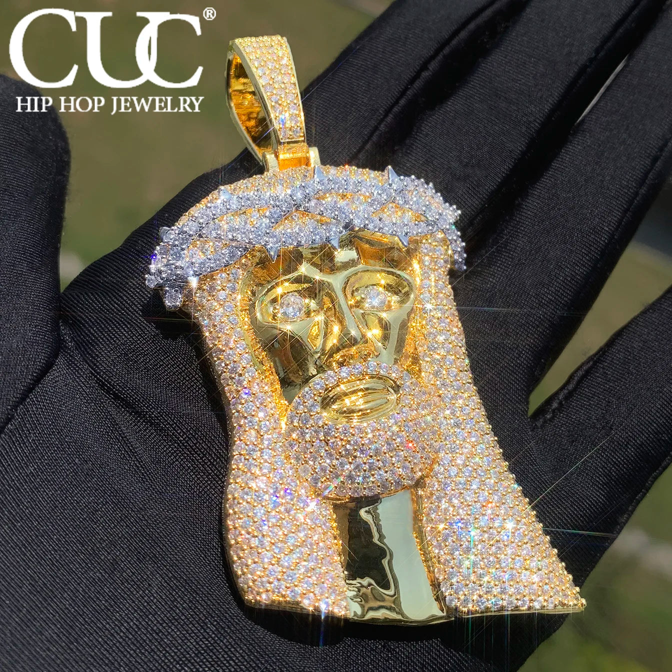 Cuc King Thorn Crown Jesus Pendant Hiphop Necklace Chain For Men Women