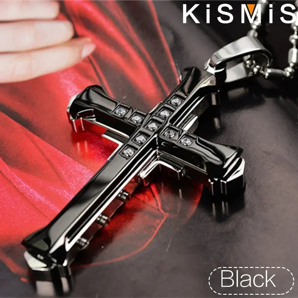 Stainless Steel Christian Cross Pendant – Plain Faith Symbol for DIY Necklaces