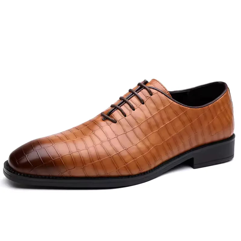Men'S Luxury Brogue Oxford Dress Shoes - Retro Carved Lace-Up Leather Shoes For Wedding, Business & Formal Occasions