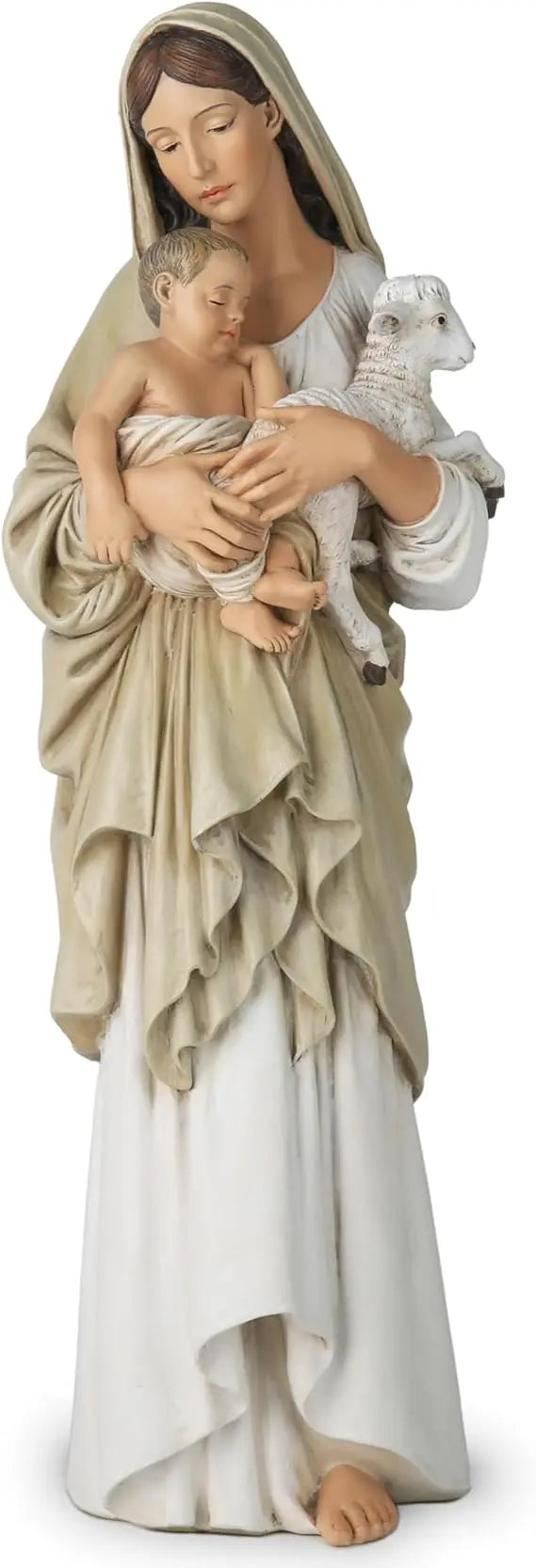 Catholic Madonna Jesus Child Lamb Statue, Religious Virgin Mary Gift,