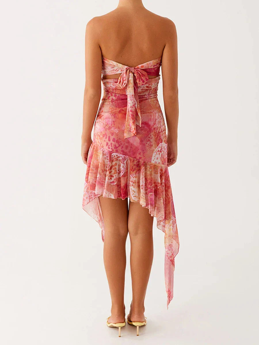 Elegant Off-Shoulder Maxi Dress with Lace Detailing and Flowy Ruffled Hem Suitable for Summer Weddings and Parties