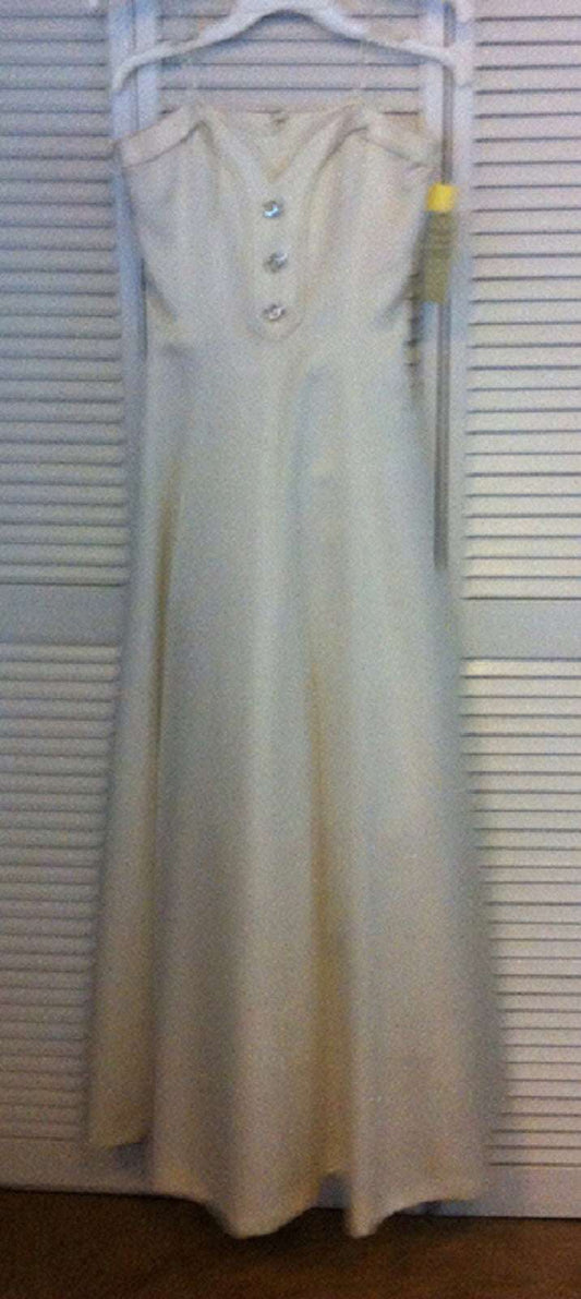 Women Dress Satin Ivory 3 Front Button Size 10