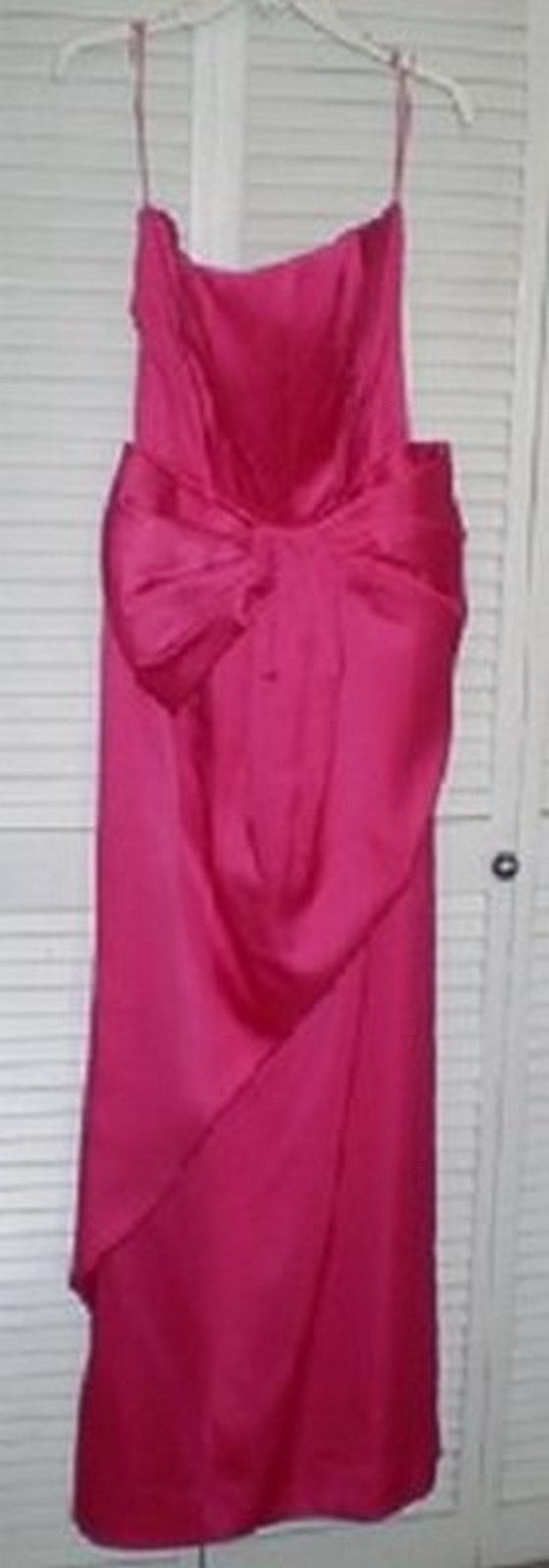 Women Dress Satin Pink-Red Wrapped Large Bow Size 8