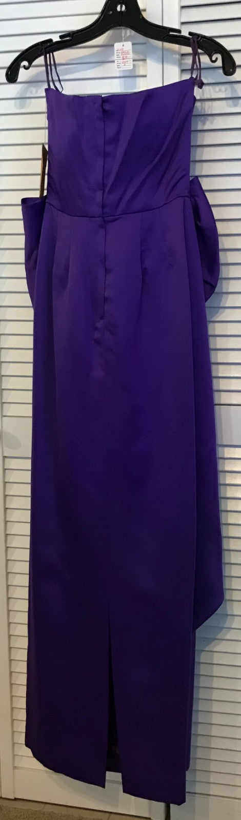 Satin Blue Dress with Large Bow - Midi Length Size 8