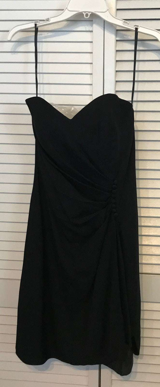 Women Dress Crepe/Acetate Black 8 Covered Button Left Size 4