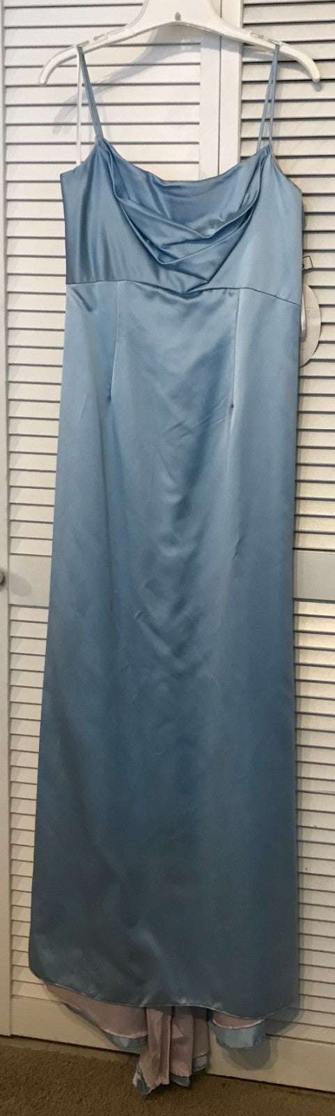 Women Dress Satin Blue Lined Pink Midi Size 8