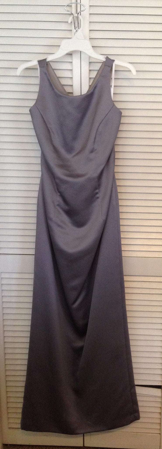 Women Dresses Satin Gray Belt Back Size 8