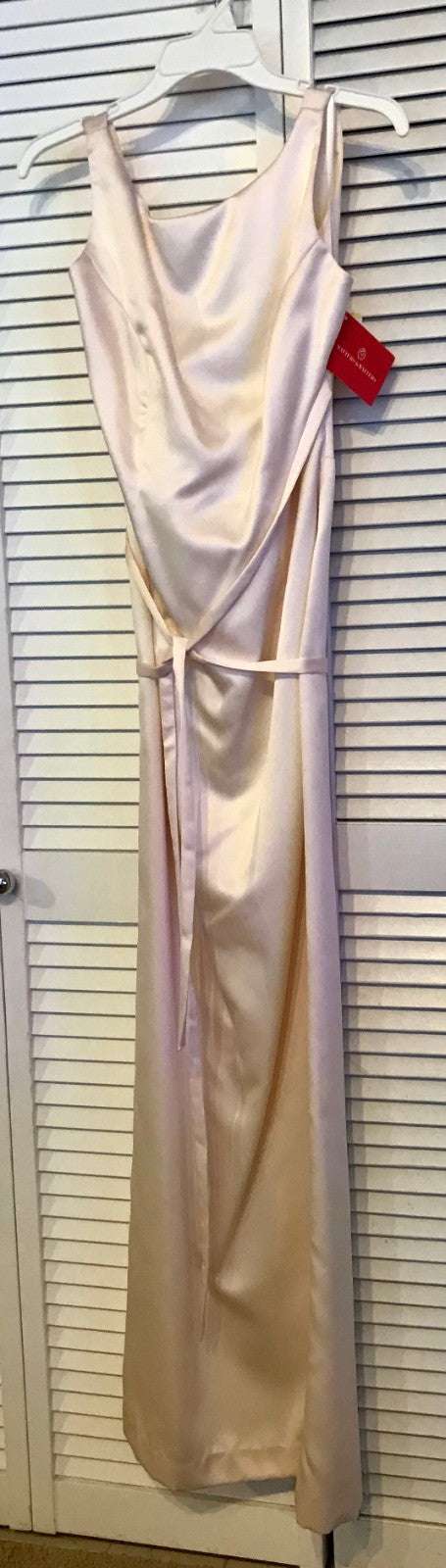 Women Dress Satin Ivory Belt Around Size 8
