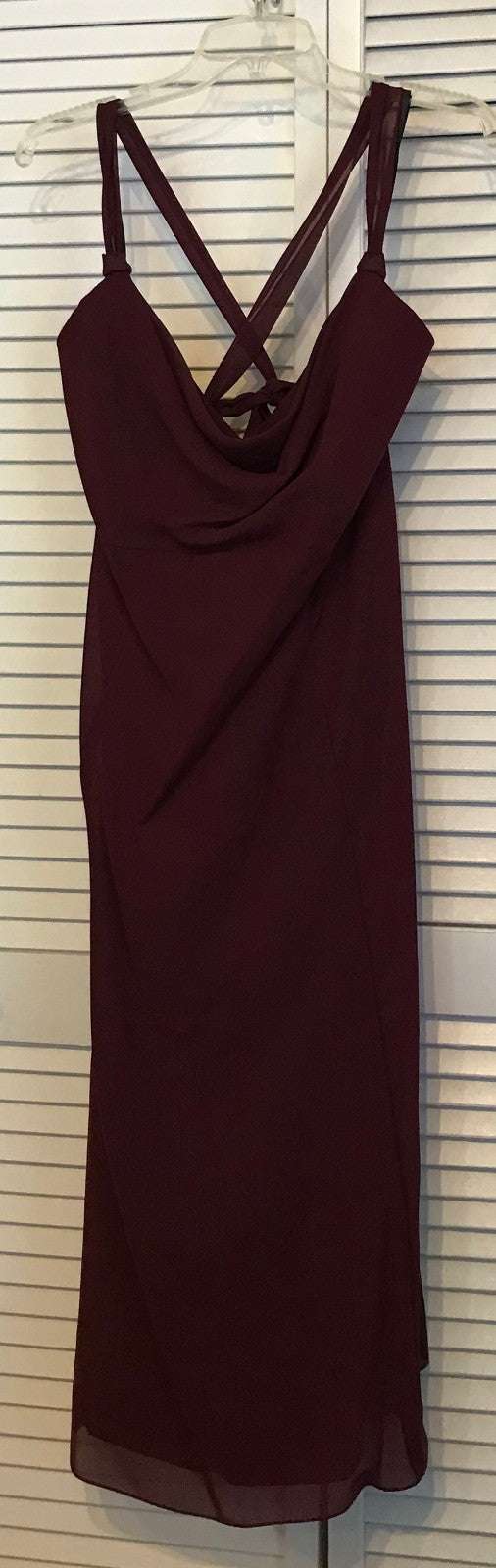 Women Dress Chiffon Maroon Tie Back Midi Size 2