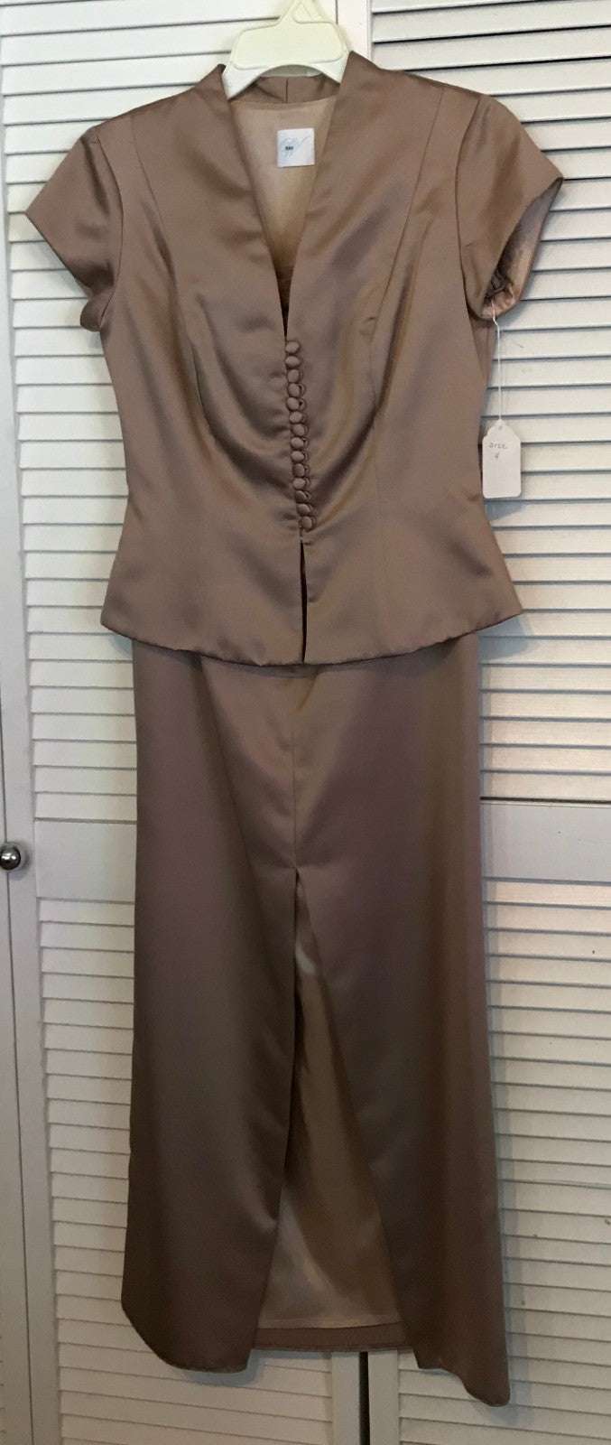 Women Dress Suit Dress and Top Satin Brown 14-Button Size 4
