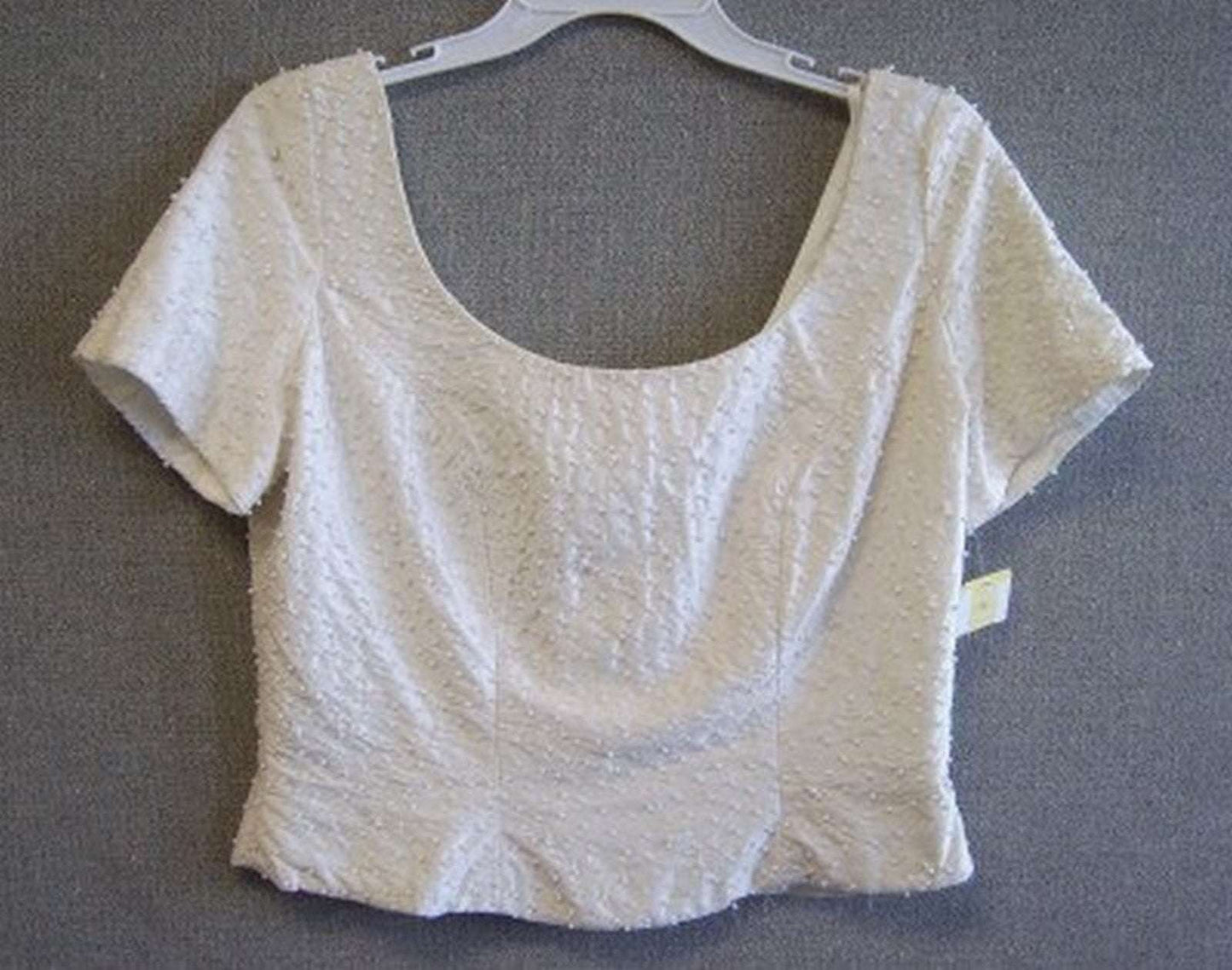 Women Top Taffeta Ivory with Tiny Pearls Size 8