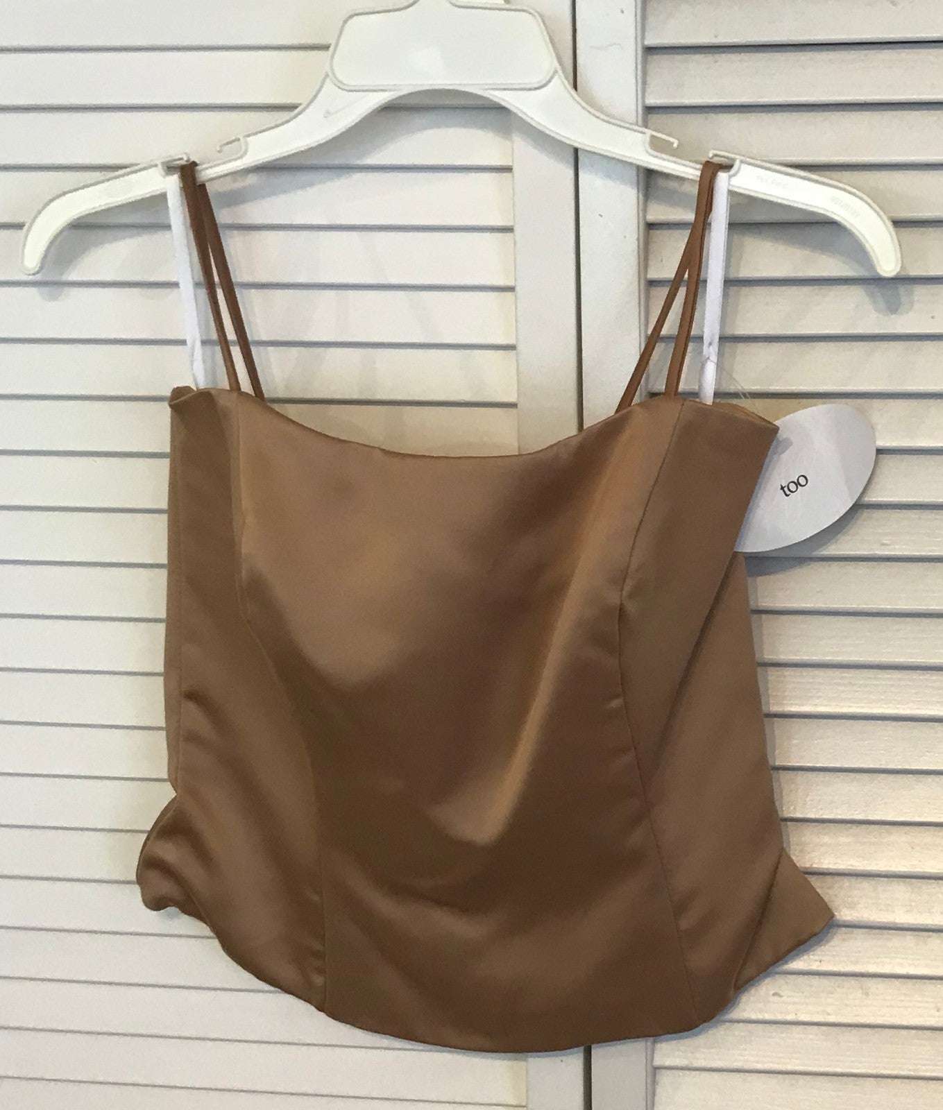 Women Top Taffeta Brown Spaghetti Size 4