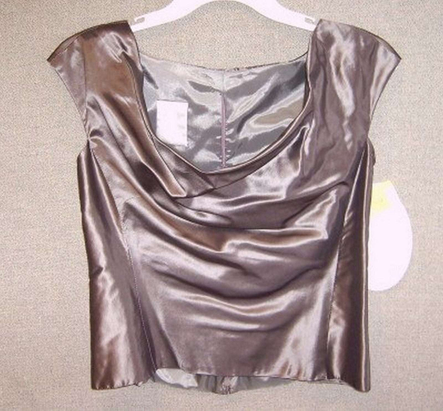 Women Top Silk gray Shoulder-Straps Size 4