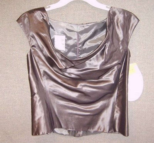 Women Top Silk gray Shoulder-Straps Size 4